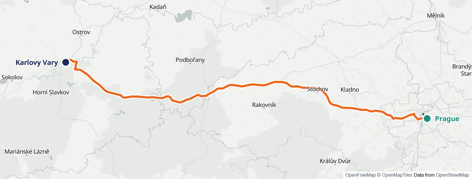 Mapa do percurso: Prague – Karlovy Vary